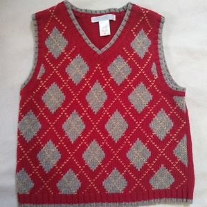 Janie and Jack Wool Vest Boys Size 3T Red/Grey